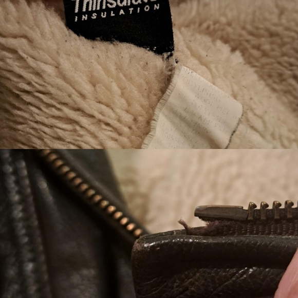 Vintage L.L. Bean Leather Bomber Jacket Size Large Brown Sherpa Lined Made in US - Picture 7 of 7